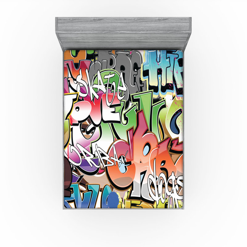Multicolore drap-housse Ambesonne Urban Graffiti, Drap-housse de taille très grand