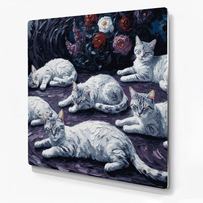 Cats American Shorthair, art mural gris en métal