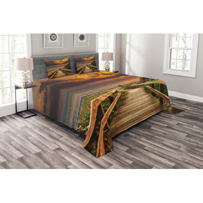 No Pattern Bedspread with Pillow Shams