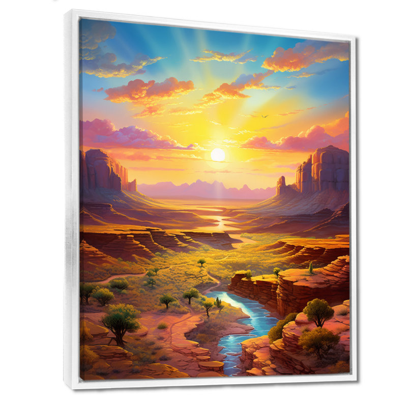 Margette - art mural Canyon, Toile encadrée flottée blanche, H 40 po x l 30 po x P 1,5 po