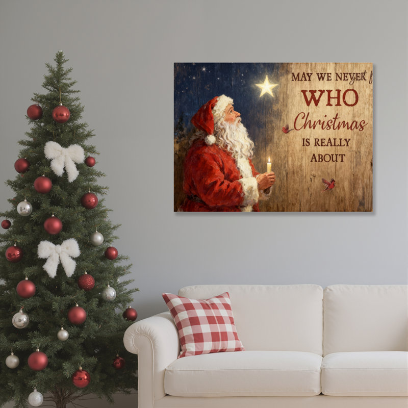 Père Noël, art mural sur toile, H 12 po x l 18 po