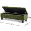 Banc de rangement en boucle, pieds en bois d'hévéa, capacité de 300 lb, fermeture automatique du couvercle, capitonnage à boutons et coutures en losange, convient à la maison, L 51,74 po x l 17,32 po H 18 po avec rangement, surface bouclée,