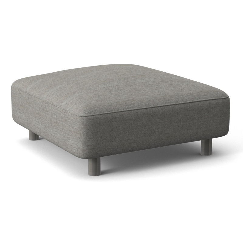 Avanni Outdoor Ottoman with Cushion, Light Grey/Dark Grey Linen 6032-110, Silver
