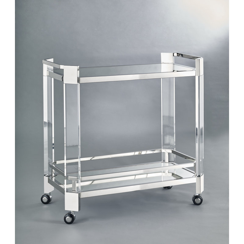 Chariot-bar en acrylique transparent et chrome Chester