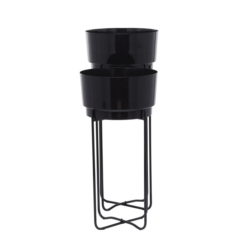 Ensemble de jardinières en fer 2 pièces Cosmoliving par Cosmopolitan, Noir