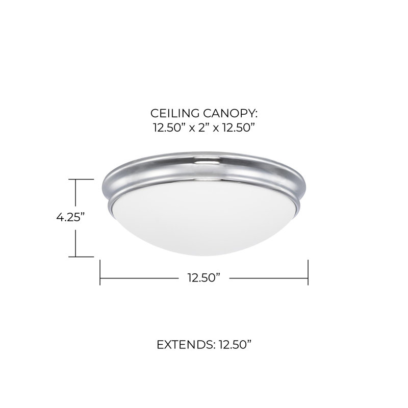 Plafonnier encastré 2 lumières 12,5 po BRUSS, Chrome
