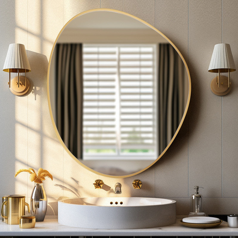 Miroir mural asymétrique pour salle de bain, 28 po x 26 po