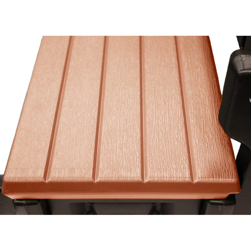 Redwood and Black 4-Step Spa Steps with Handrails