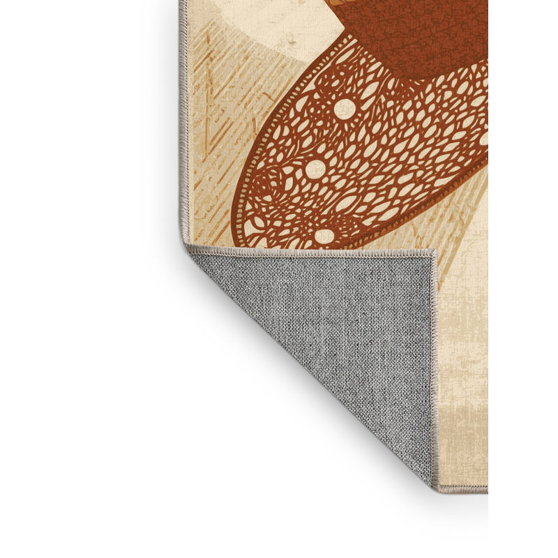 Tapis beige lavable à la machine à l'allure vintage rétro Brentwood, 6 x 9