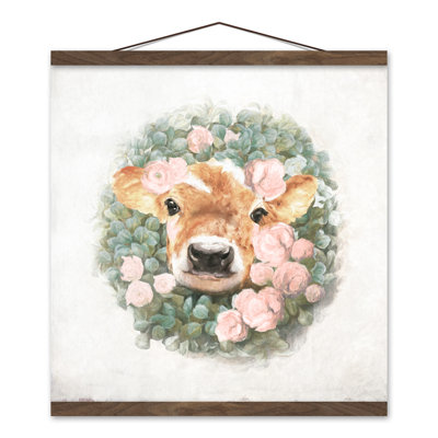 «Baby Cow in Wreath», art sur toile