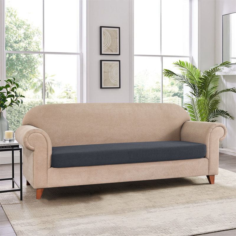 Box Cushion Sofa Slipcover, Gray