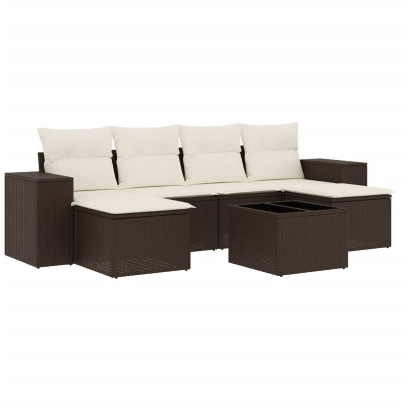 Vidaxl Garden Sofa Set Brown, Cream White