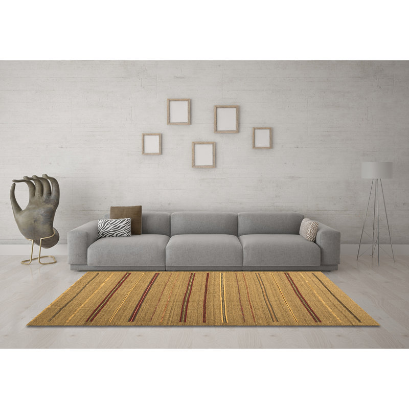 Tapis contemporains brun lavable à la machine 2632, Rond 5 pi