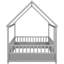 Lit gris en bois avec toit pratique et clôture en bois de pin-1202103120