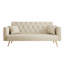 Canapé convertible de 71 pouces en velours beige rétro américain, convenant à un petit salon, une chambre à coucher ou un bureau-1765616746-1807402135