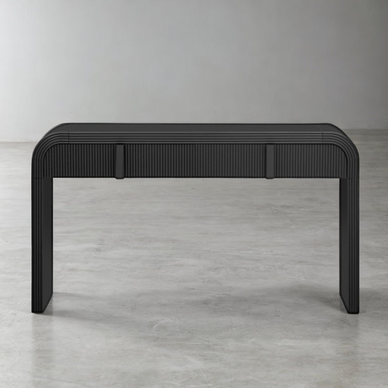 Modern Console Table With 2 Grooved Drawers, Soft Rounded Curves, Glossy Durable Surface, And Adjustable Foot Pads For Stability, Ideal For Living Room And Entryway
