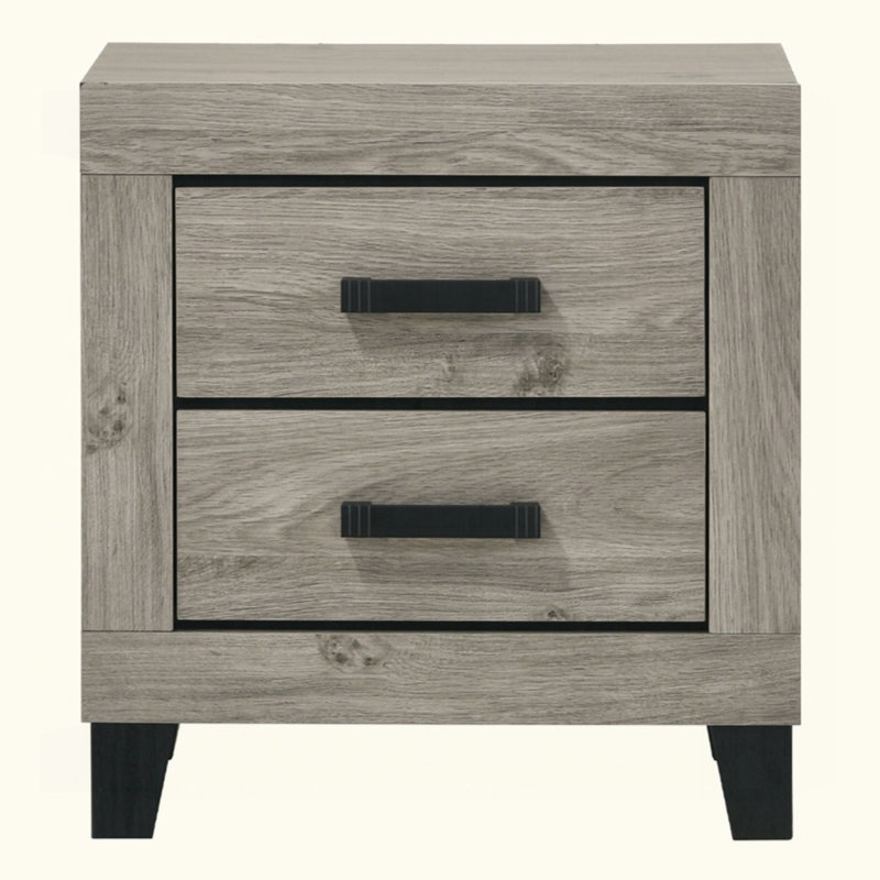 Table de chevet de style campagnard gris clair avec tiroirs de rangement