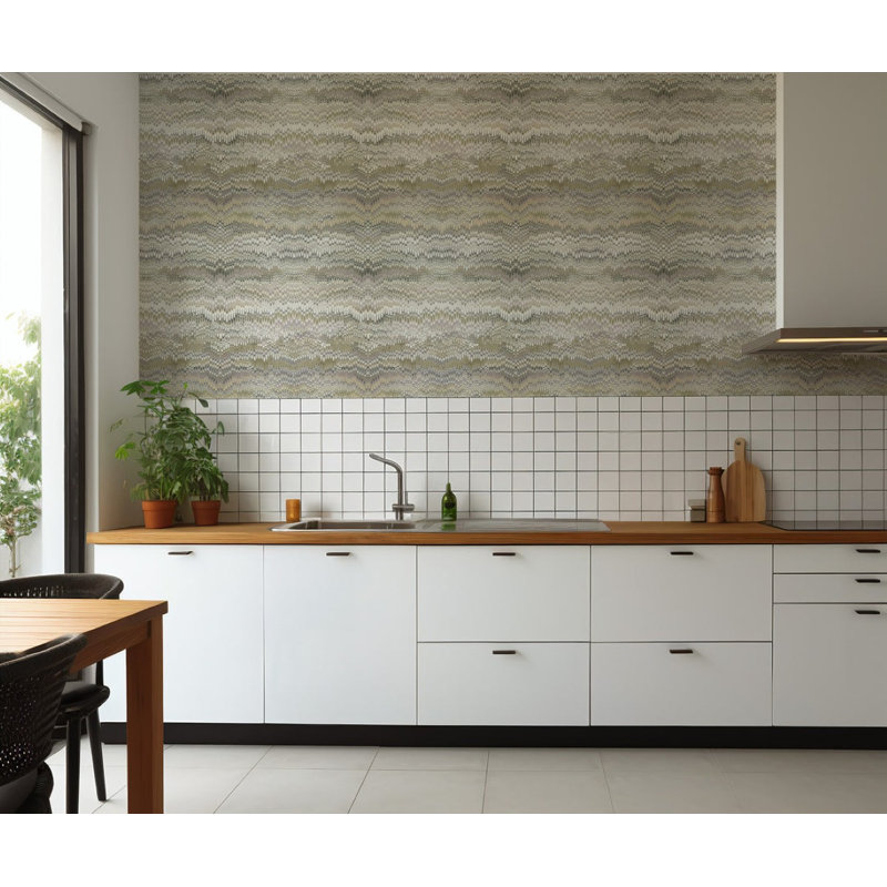 Stonewashed - Wallpaper, Non-Pasted, Faux Grasscloth, Sage Taupe