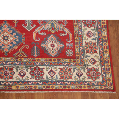 Geometric Red Kazak Oriental Area Rug