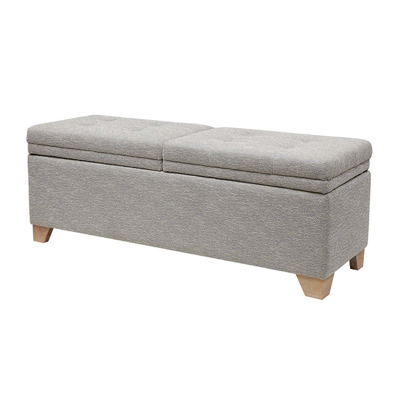 Banc de rangement rembourré Nevina, Gris