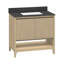 Meuble-lavabo blond naturel 37 W avec plateau en pierre frittée gris