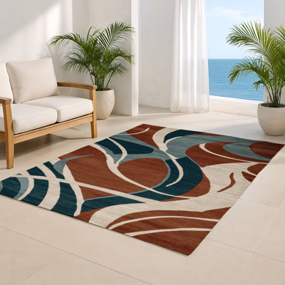 Watercolor Brown Indoor and Outdoor Area Rug
