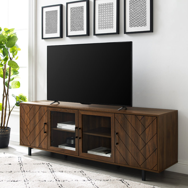 Adariaha 70" 4-Door TV Stand for TVs up to 80", Dark Walnut