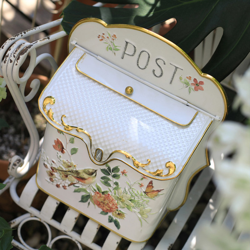 Metal Wall Mounted Post Box, White, 31cm H x 27.4cm W x 10.9cm D