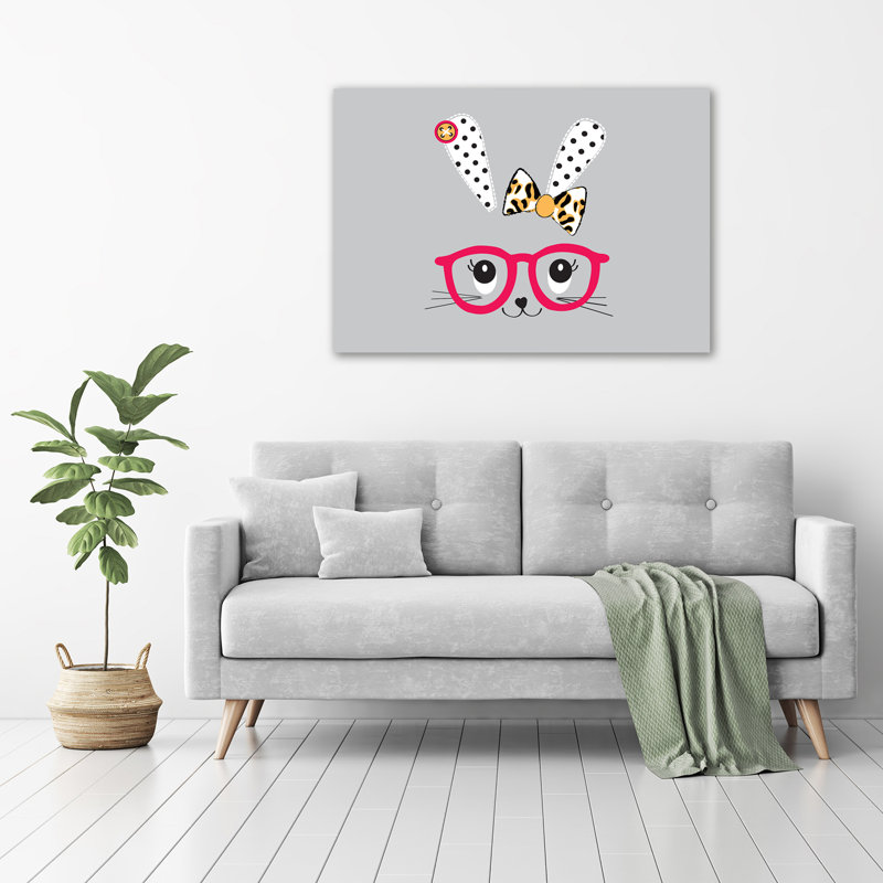 Rabbit With Glasses - No Frame Print on Canvas