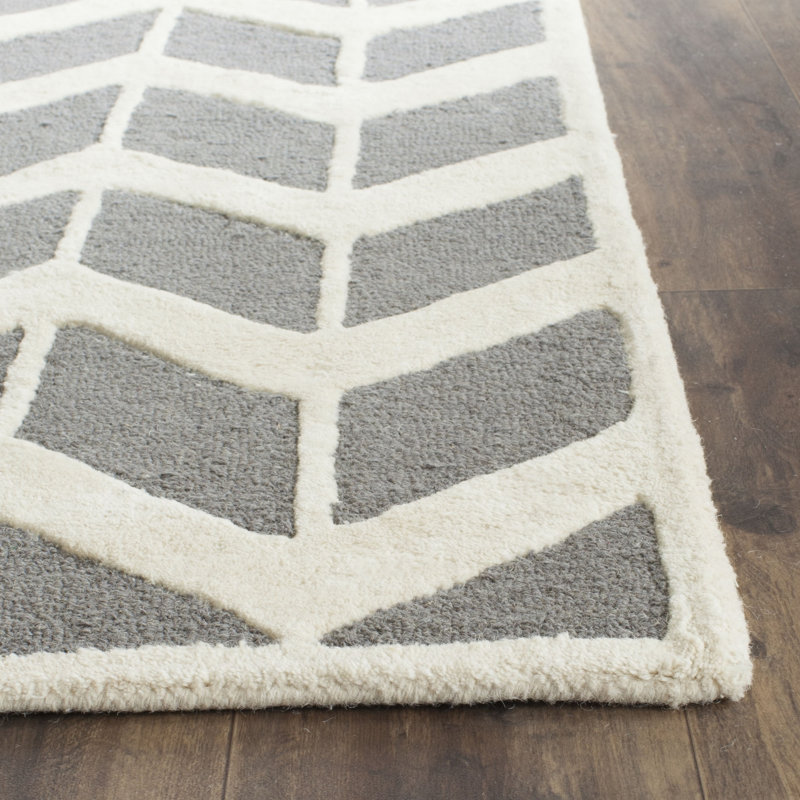 Ellicott Hand Tufted Wool Chevron Rug, Square 6'