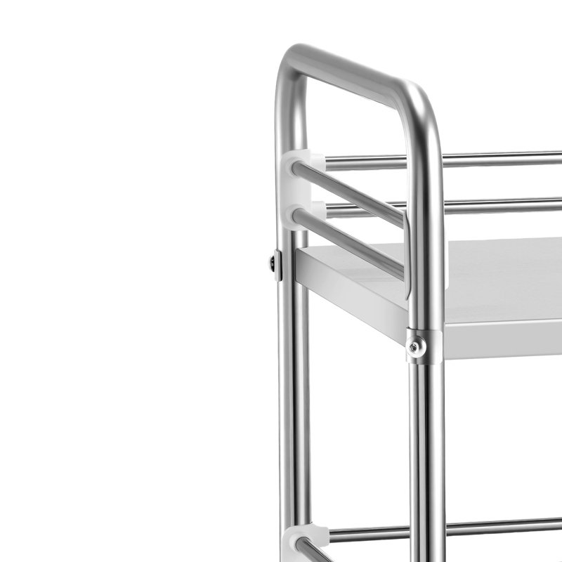 Chariot en acier inoxydable, chariot utilitaire à 2 niveaux avec roues verrouillables