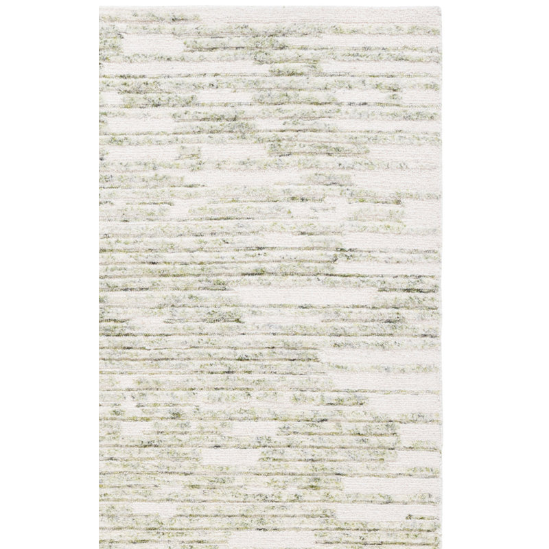 Récolte de laine à 80% touffetée à la main Harvest 704; Tapis abstrait 20% coton, Rectangle 9 pi x 12 pi