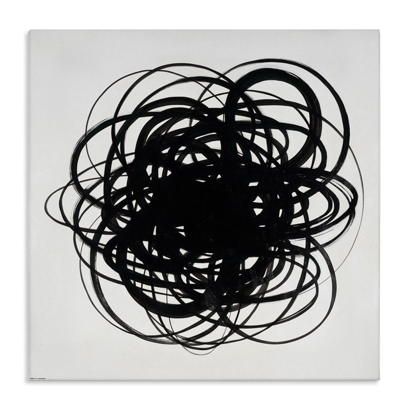 «Black Chaotic Scribble», art mural sur toile par KC Haxton, H 17 po x l 17 po