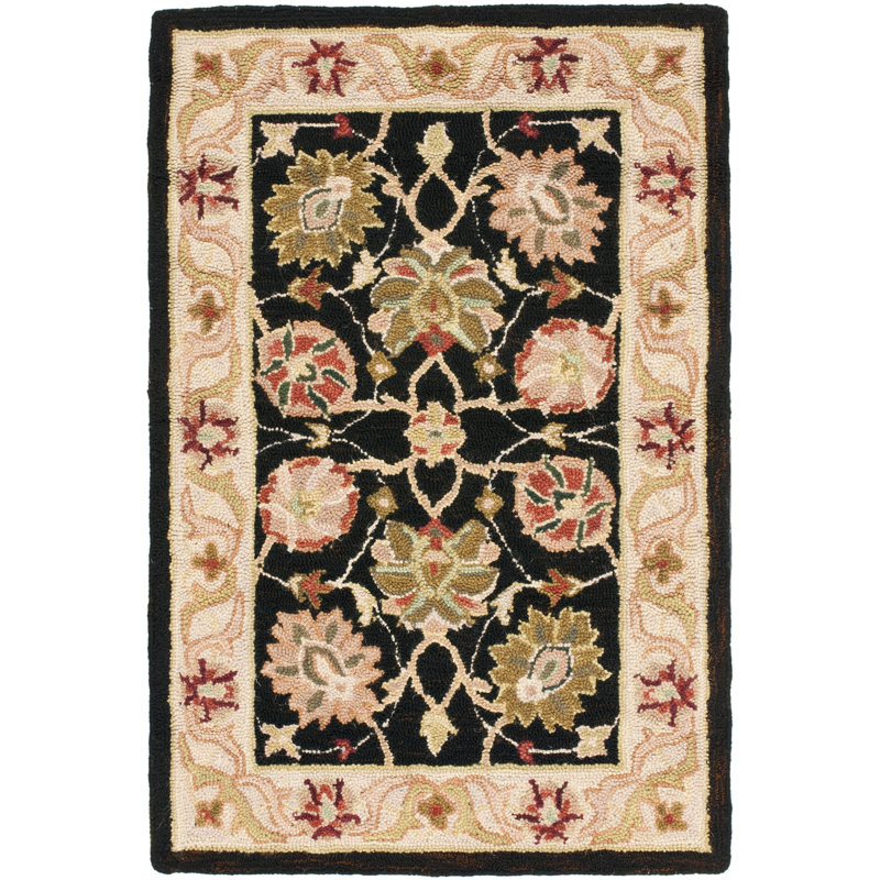 Chelsea Hand Hooked Wool Pile Floral Rug, Rectangle 6' x 9'