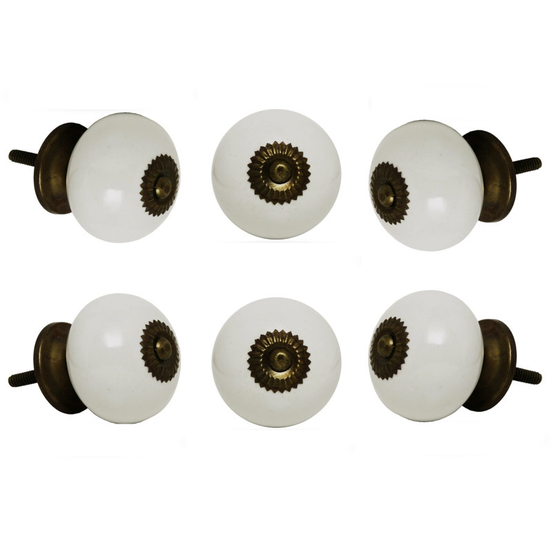 Tomato Oversized 1.6" Diameter Round Knob Multipack, White Antique