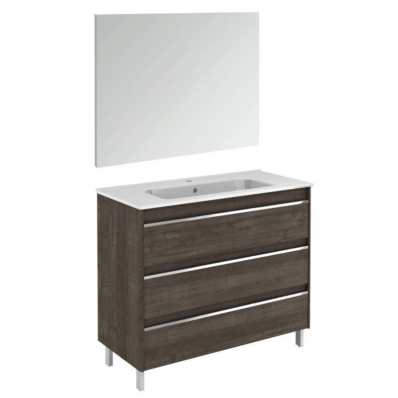 Belle 39.6'' W Single Vanity with Mirror, Samara Ash