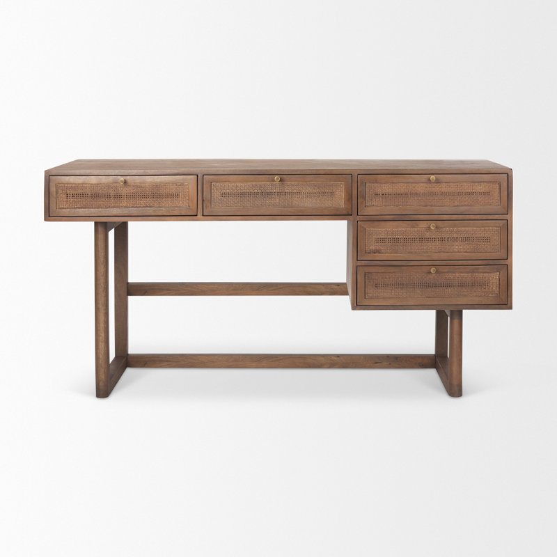 Bureau en bois massif Cinna, Brun moyen