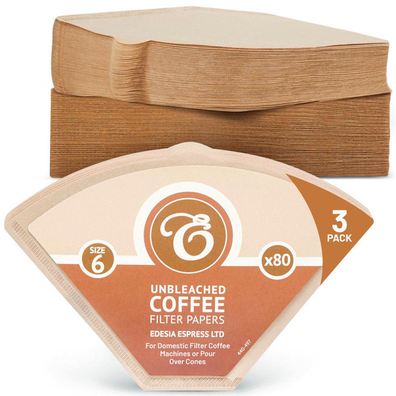 240 Size 6 Brown Coffee Filter Paper Cones – Commercial Use