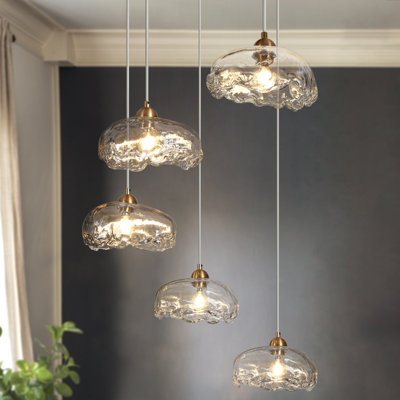 Alyra 5-Light Cluster Pendant with Hammered Glass Shades