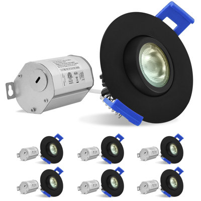 LUXRITE 2 Inch Gimbal LED Recessed Lighting Junction Box CRI90 5W 5CCT Dimmable 400 Lumens Directional Ceiling Light Damp Rated IC Rated Black 6 Pack