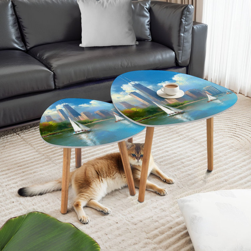 Ensemble de 2 tables basses gigognes Triangle