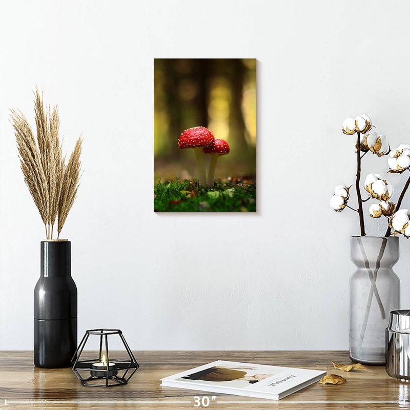 Champignon rouge et blanc, H 12 po x l 8 po