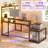 L Shaped Reversible Computer Desk With Power Outlet & Long Monitor Stand & Led Lights & Storage Shelves-1153547739-1153547738