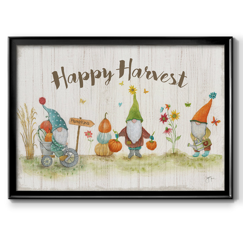 " Gnome Harvest ", Black  Floater Framed Canvas, 26" H x 38" W x 1.5" D