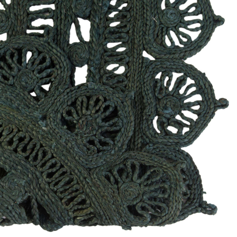 Tapis ovale en jute tissé à la machine de couleur vert chasseur, Ovale 3 pi 1 po x 5 pi 1 po
