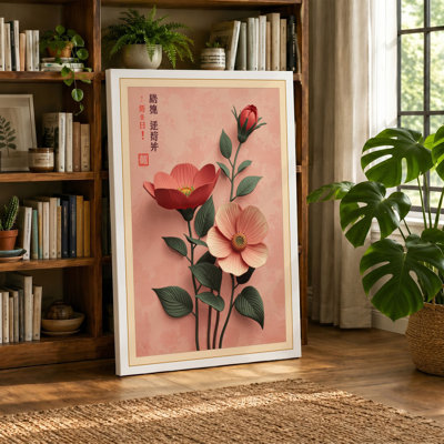 Three Flowering Stems Japandi - Wrapped Canvas