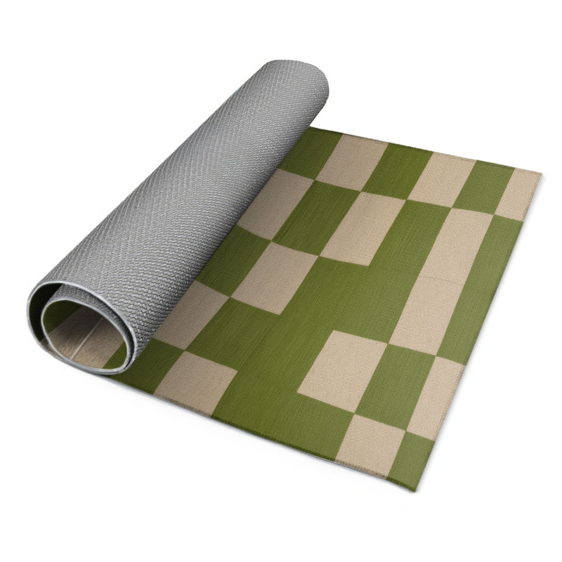 Tapis d'intérieur et d'extérieur à carreaux beige, Rectangulaire 2 pi x 3 pi