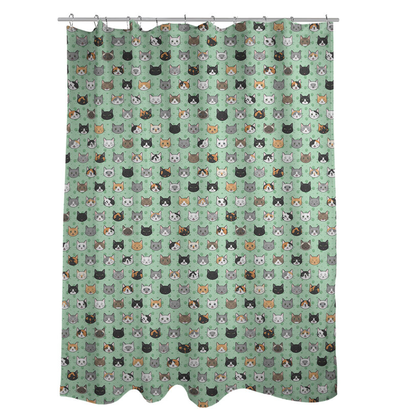 Rideau de douche simple Kitty Cat, Vert