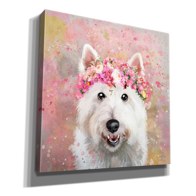 'Flower Crown West Highland Terrier' by Furbaby Affiliates Canvas Wall Art