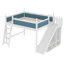 Grand lit mezzanine avec tablettes de rangement et garde-robe, lits mezzanine en bois massif avec glissières et échelles amovibles, aucune boîte à ressorts nécessaire, bleu et blanc (protection par brevet)-1375444163-1375444166